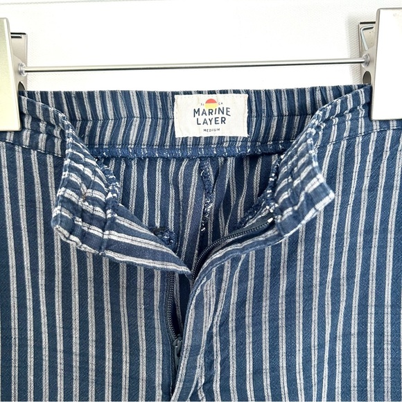Marine Layer Allison Ankle Pant Stripe Trouser Euro Coastal Blue Size Medium - Picture 7 of 16